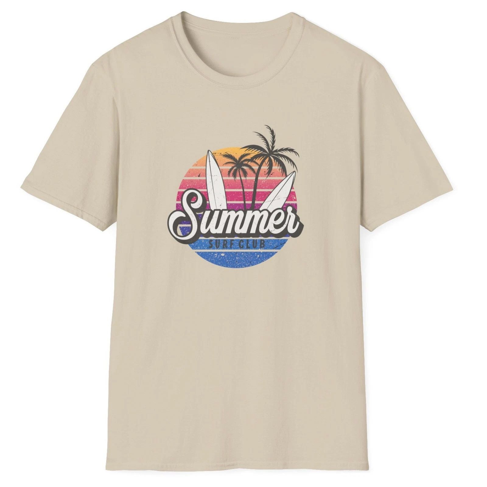 Summer Surf Club T-Shirt, Fun Sport Soft Activewear Tee, Unisex, Color Options