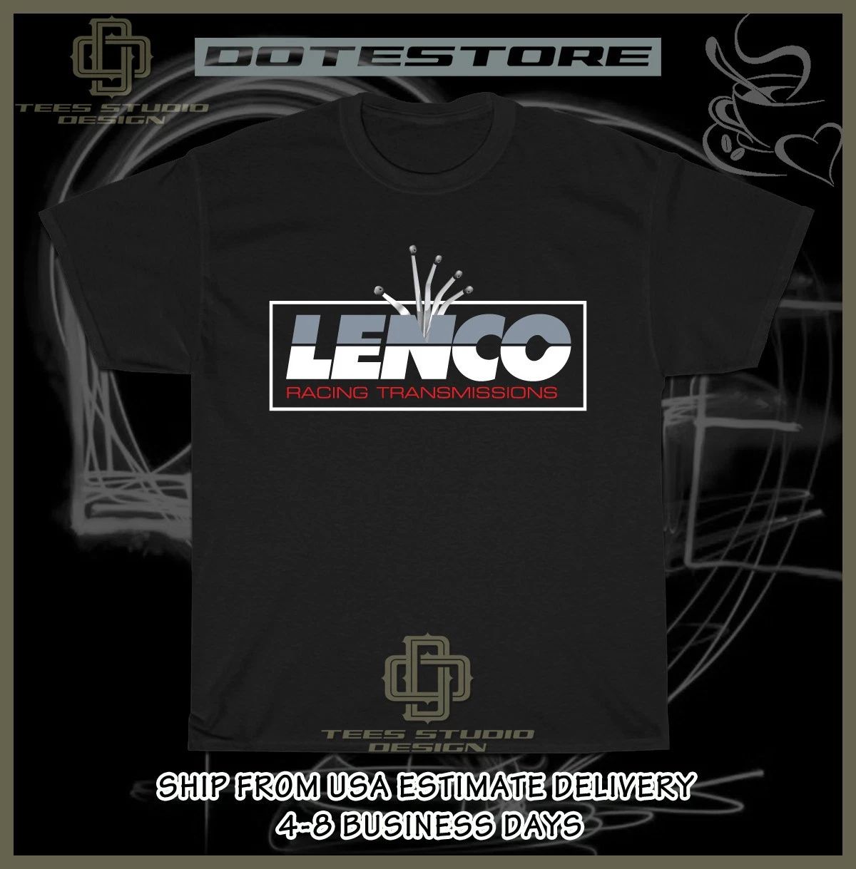 New LENCO Racing Transmissions Logo Men's T-Shirt American Dotees Tee-Shirt