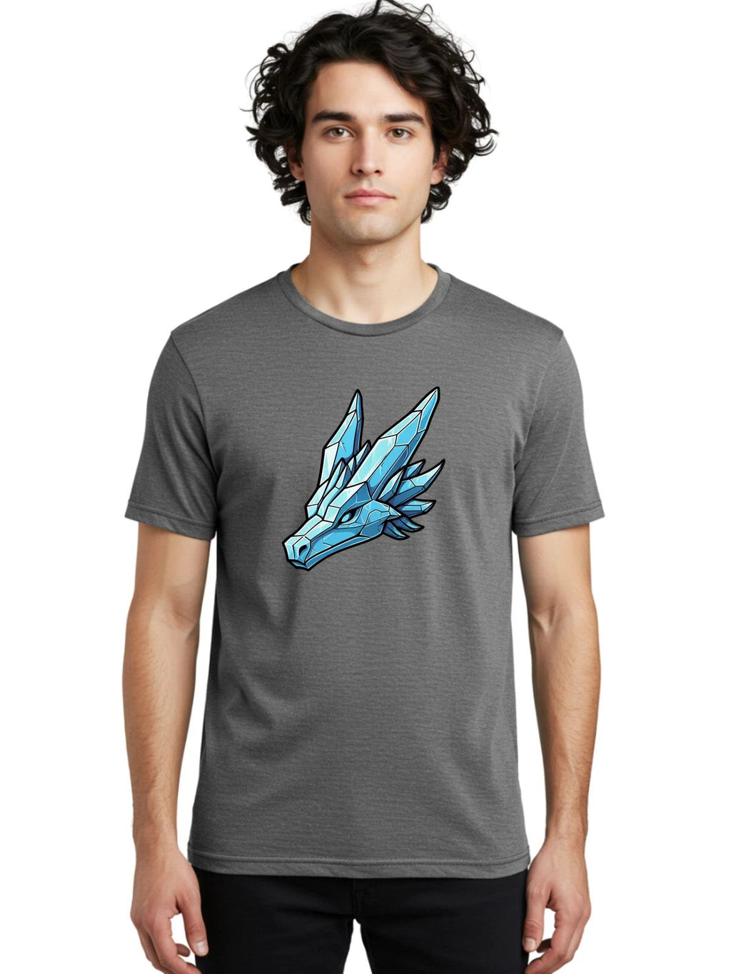 Crystal-Dragon-Head-2 Mens Graphic Tee, 100% Cotton, Casual Summer Wear