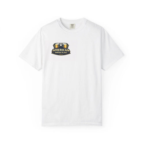 American Brew Plan beer cans graphic T-Shirt | small chest logo