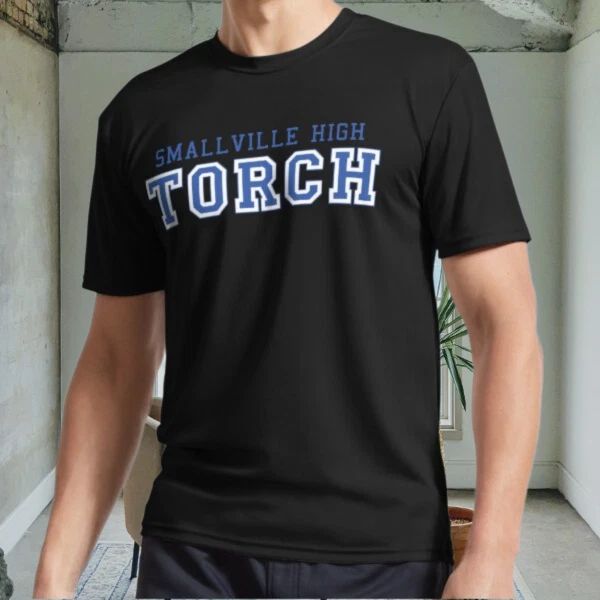 New SMALLVILLE HIGH TORCH Active Logo Men's Black T-Shirt  Funny  Size S to 5XL