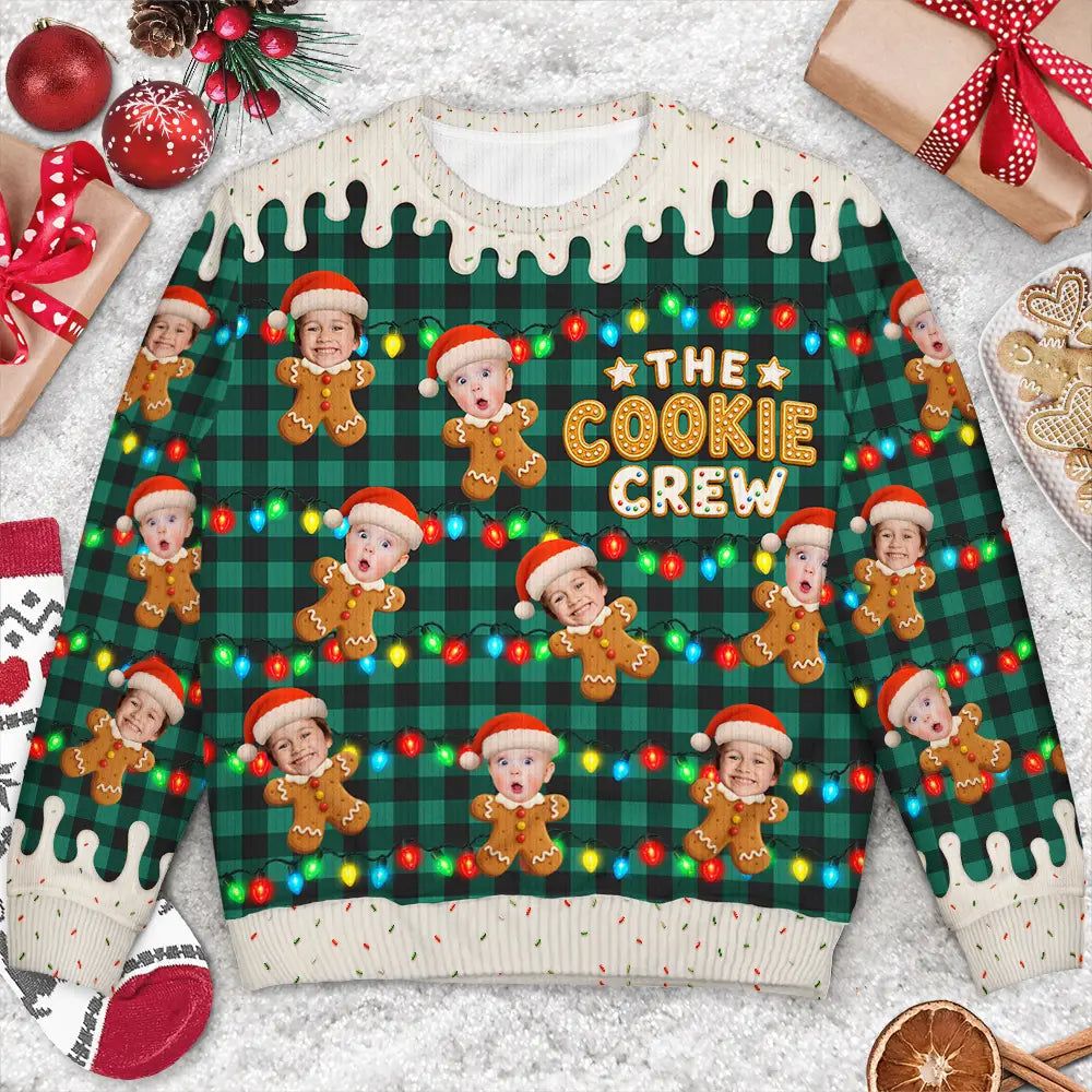 Custom Photo The Cookie Crew Family - Personalized Unisex Ugly Sweater