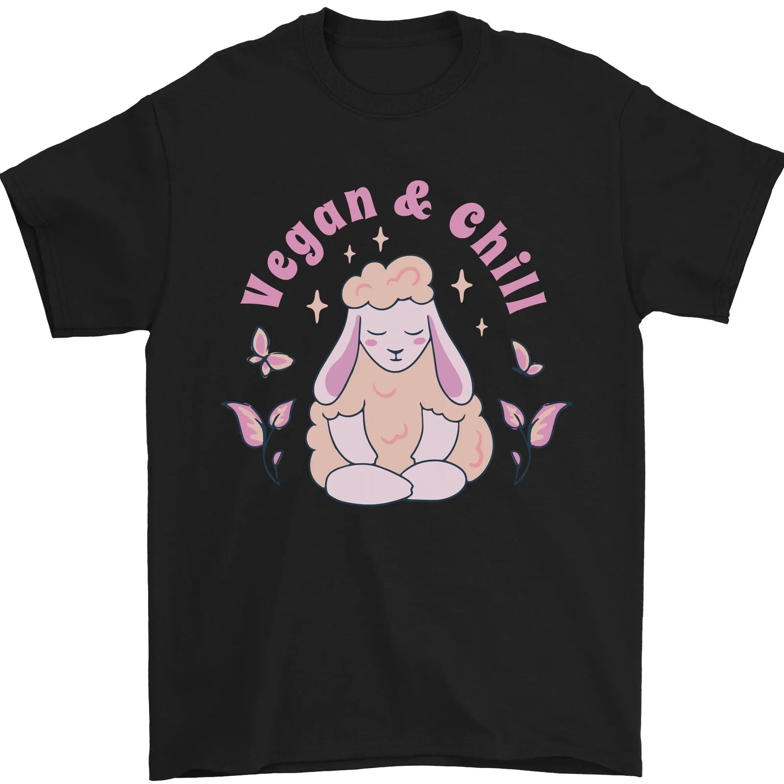 Vegan & Chill Meditation Yoga Spiritual Mens T-Shirt 100% Cotton