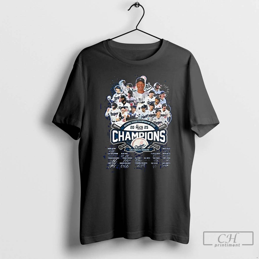 Classic Los Angeles Dodgers 2025 National League Series Champions Signatures Long Sleve T Shirts