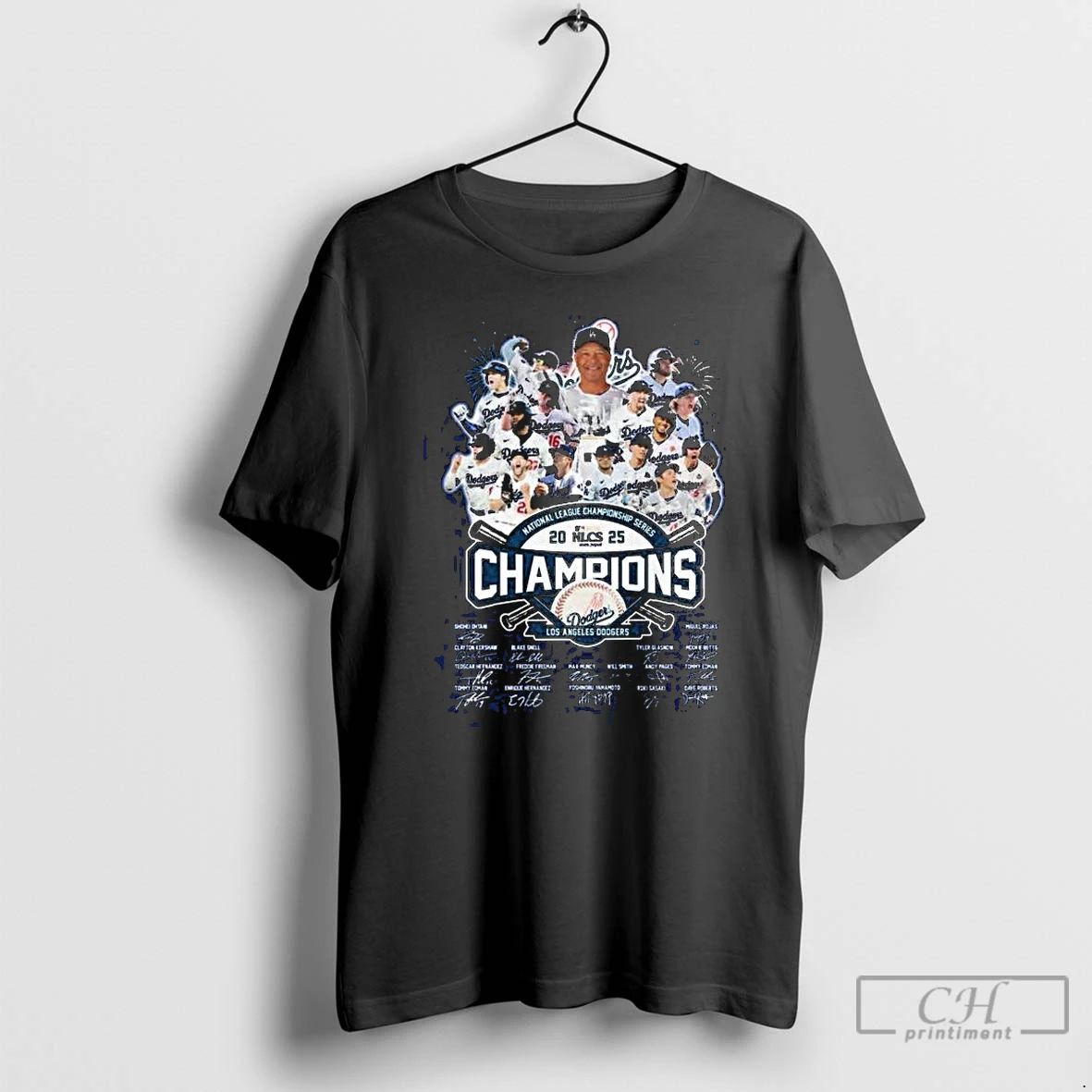 Classic Los Angeles Dodgers 2025 National League Series Champions Signatures Long Sleve T Shirts