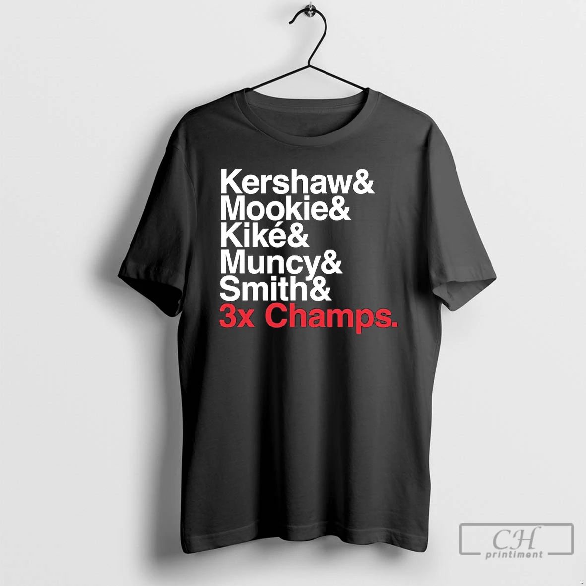 Classic Los Angeles Dodgers Kershaw Mookie Muncy Smith Ampersand 3x Champs T Shirts
