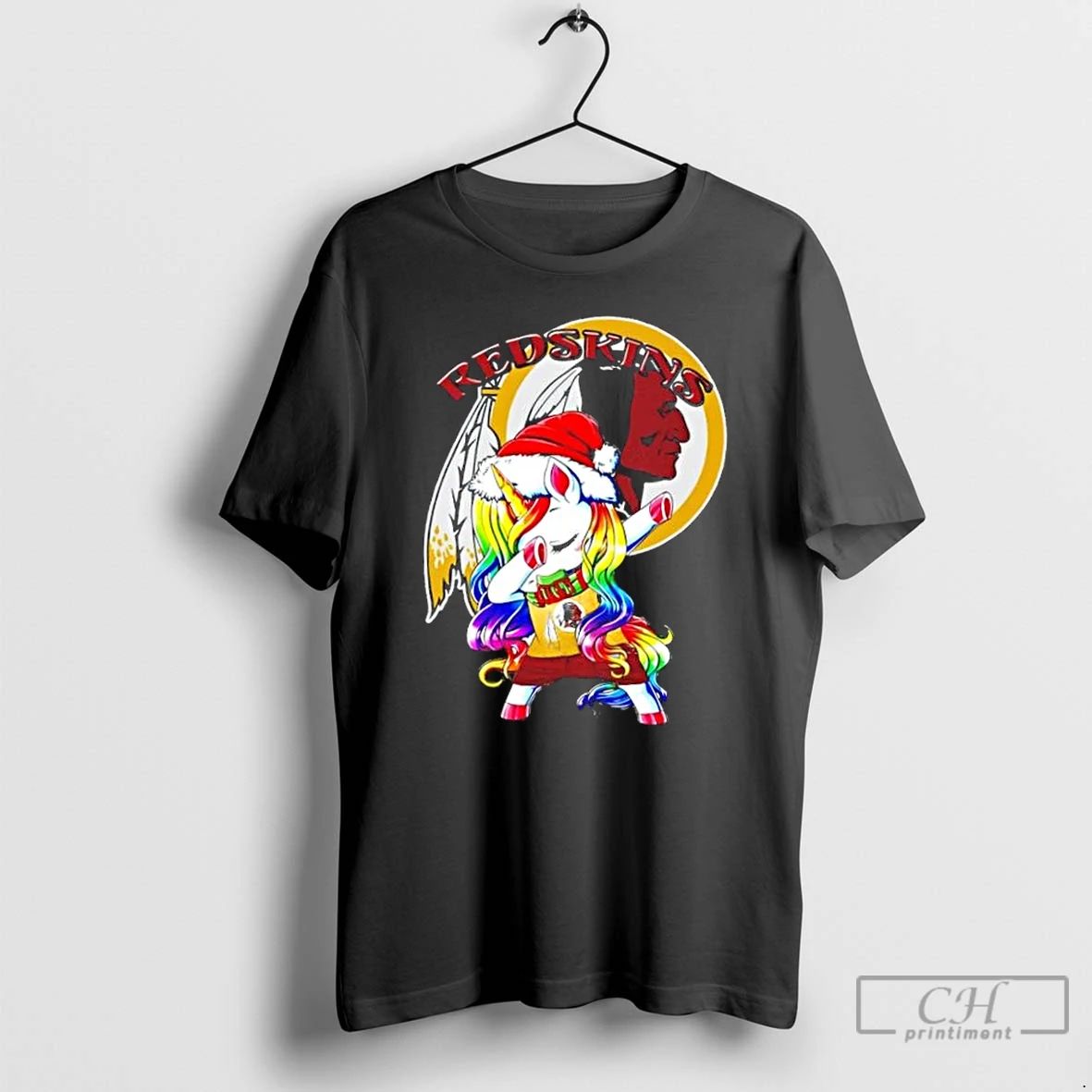 Premium Washington Redskins X Unicorn Santa Hat Dabbing Merry Christmas T Shirts
