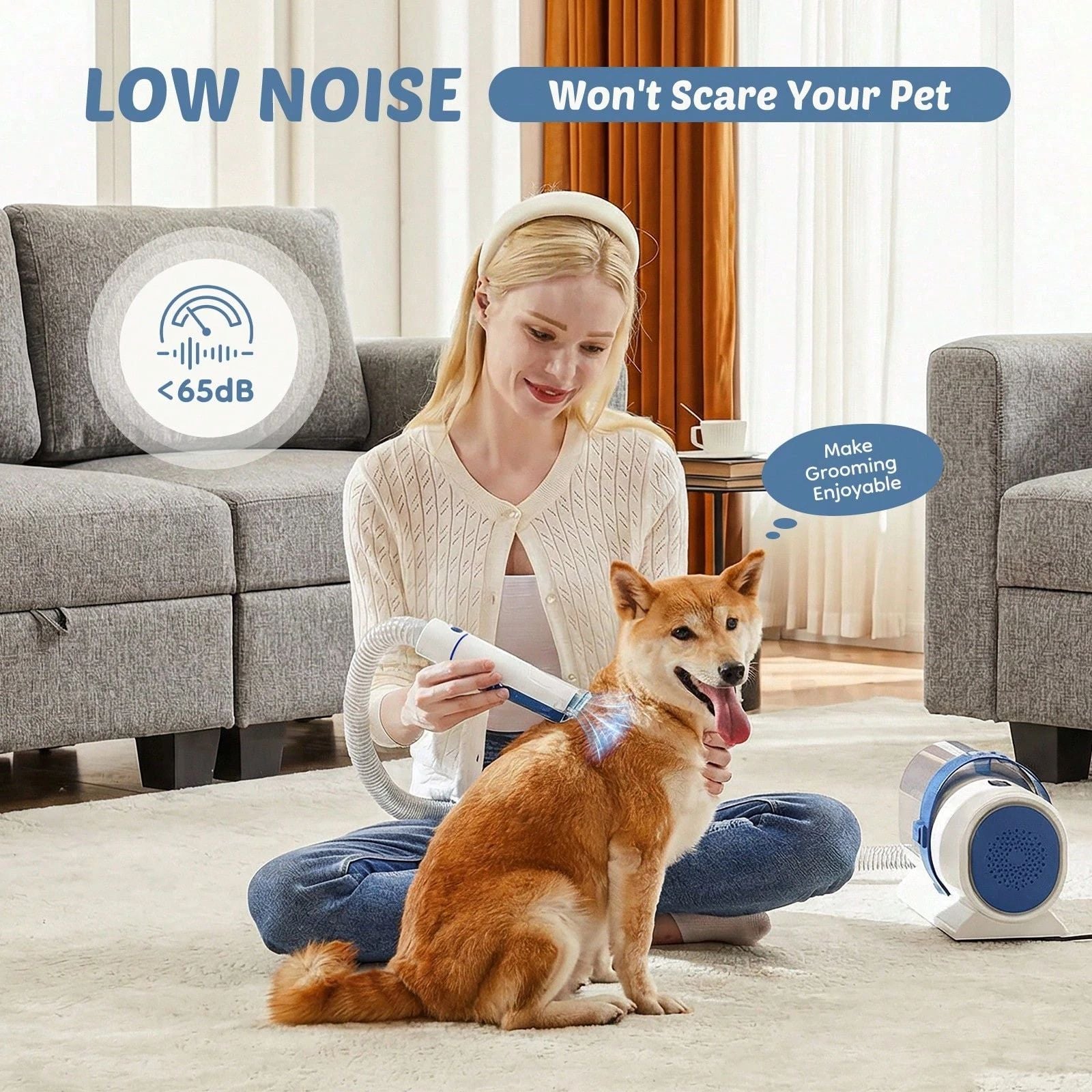 Cat/Dog Lover Gift And Dog/Cat Mom Love Pet Grooming Vacuum Kit, Low Noise