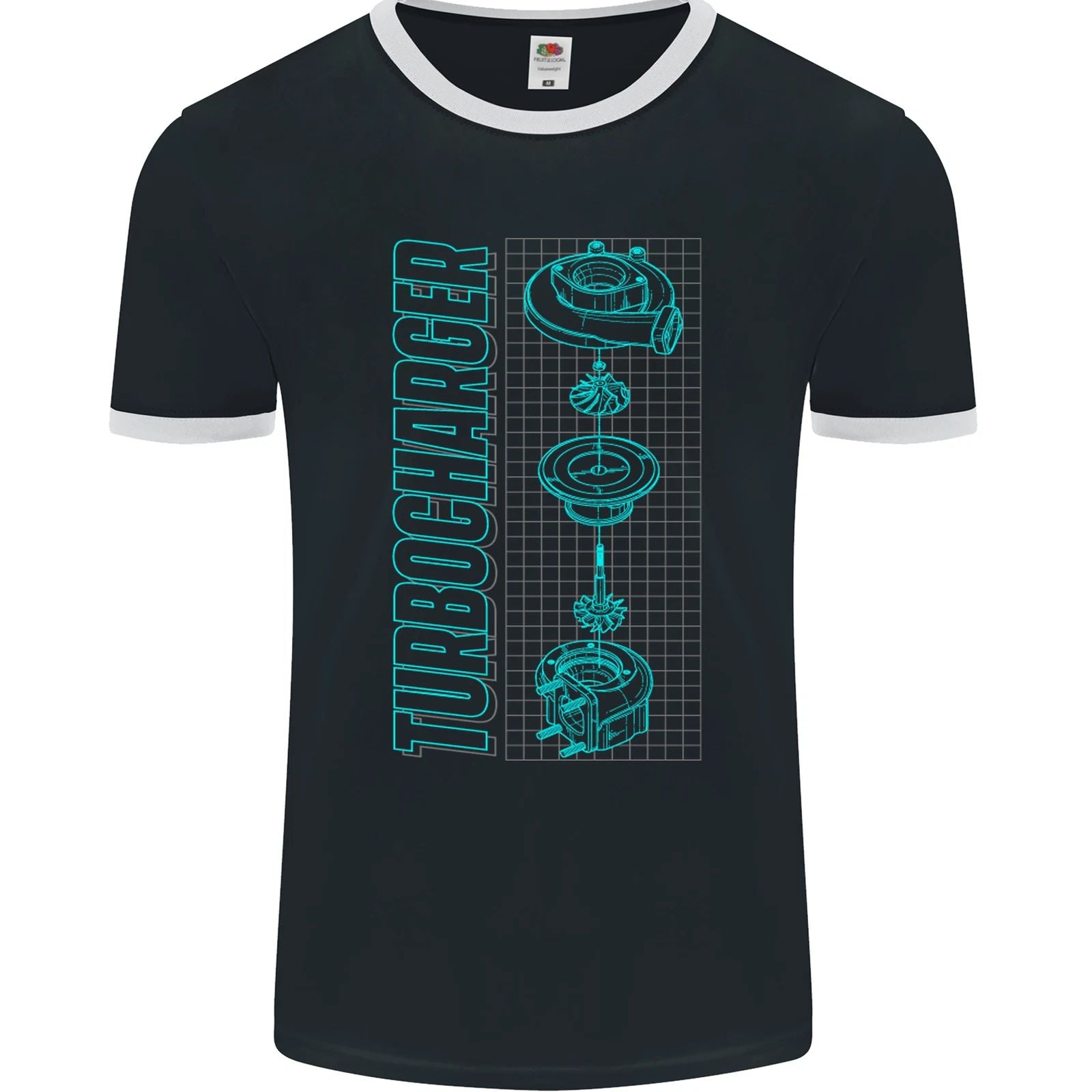 Turbocharger Schematics Muscle Car Drift Mens Ringer T-Shirt FotL
