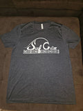 Surf Guitar Large Tshirt - Surfers play Guitar Cotton Unisex Dark Heather Grey