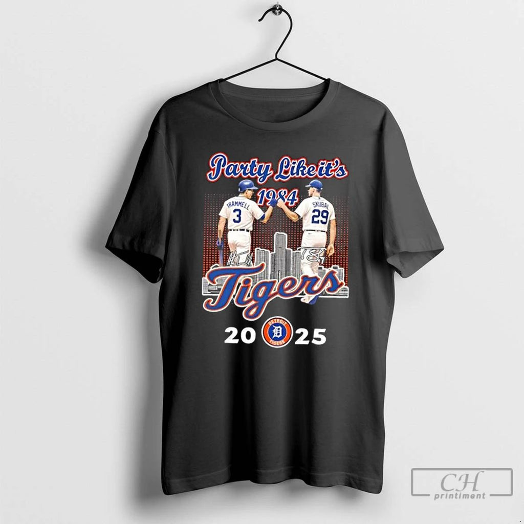 Classic Party Like Its 1984 Detroit Tigers Trammell X Skubal 2025 Skyline T Shirts
