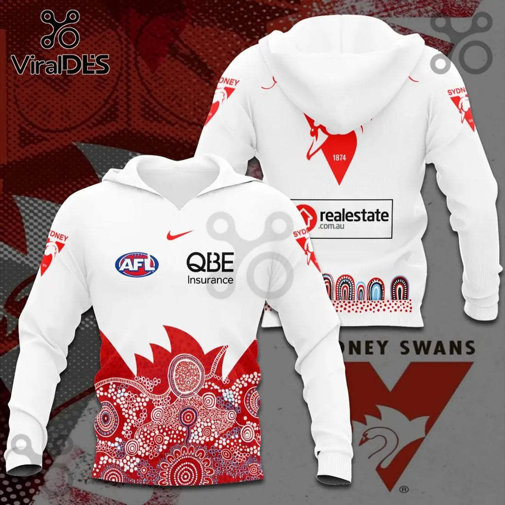 Sydney Swans White Indigenous Pattern Hoodie