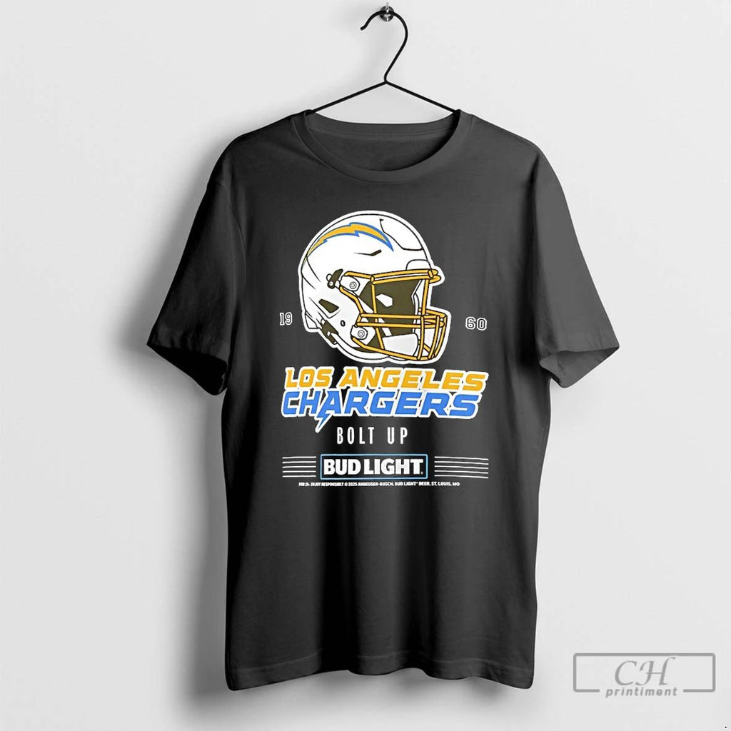 Classic Los Angeles Chargers Bud Light 1960 Bolt Up Football Helmet T Shirts