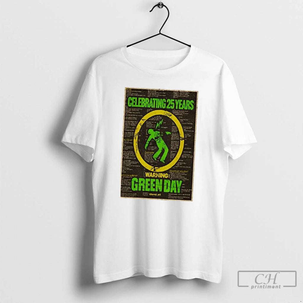 Classic Green Day Warning Celebrating 25 Years T Shirts