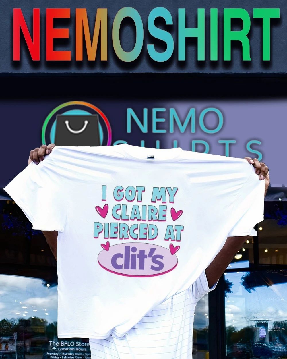 I Got My Claire Pierced Clit’s Claire’s Y2K mall humor shirt
