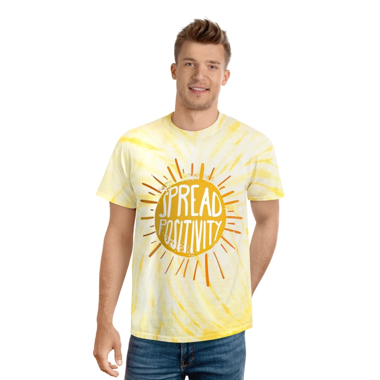 Spread Positivity Motivational Inspirational Sunshine Quote Tie-Dye Tee, Cyclone