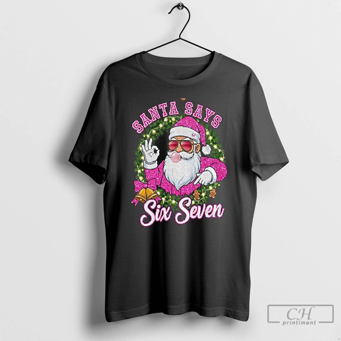 Classic Pink Santa Says Six Seven 6 7 Meme Christmas T Shirts