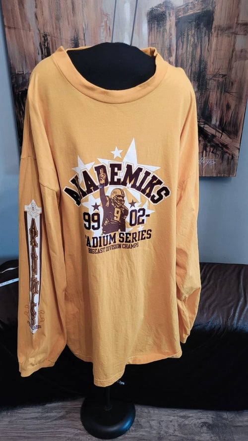 Akademiks Stadium Series Long Sleeve Shirt Mens 3XL Yellow Graphic Tee Big East