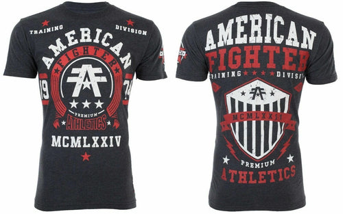 AMERICAN FIGHTER Dalton Black Red Athletic Mens Crewneck T-shirt S-3XL NWT