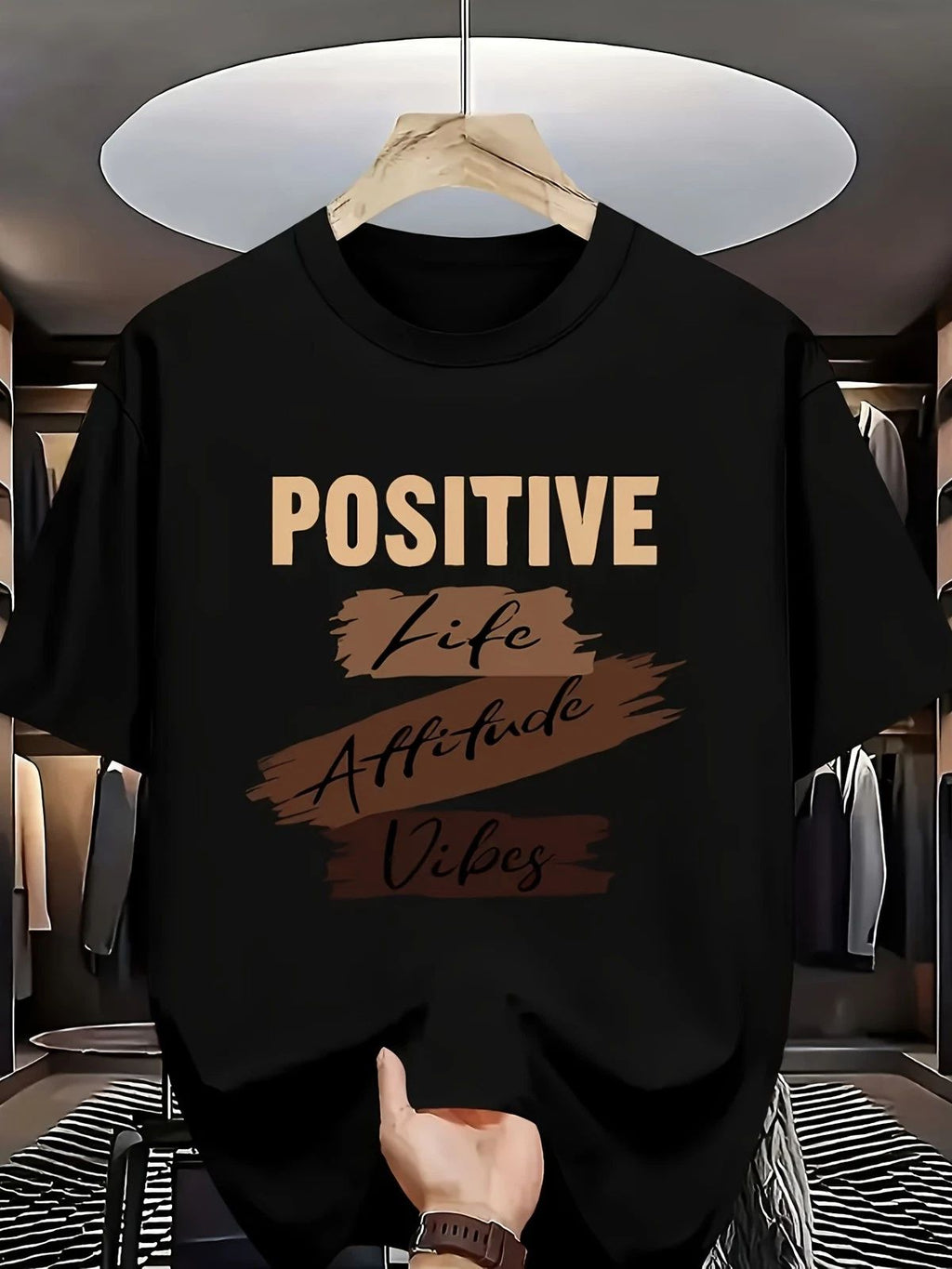 Men's Motivational Workout T-Shirt - Positive Life Attitude Vibes Graphic Tee -