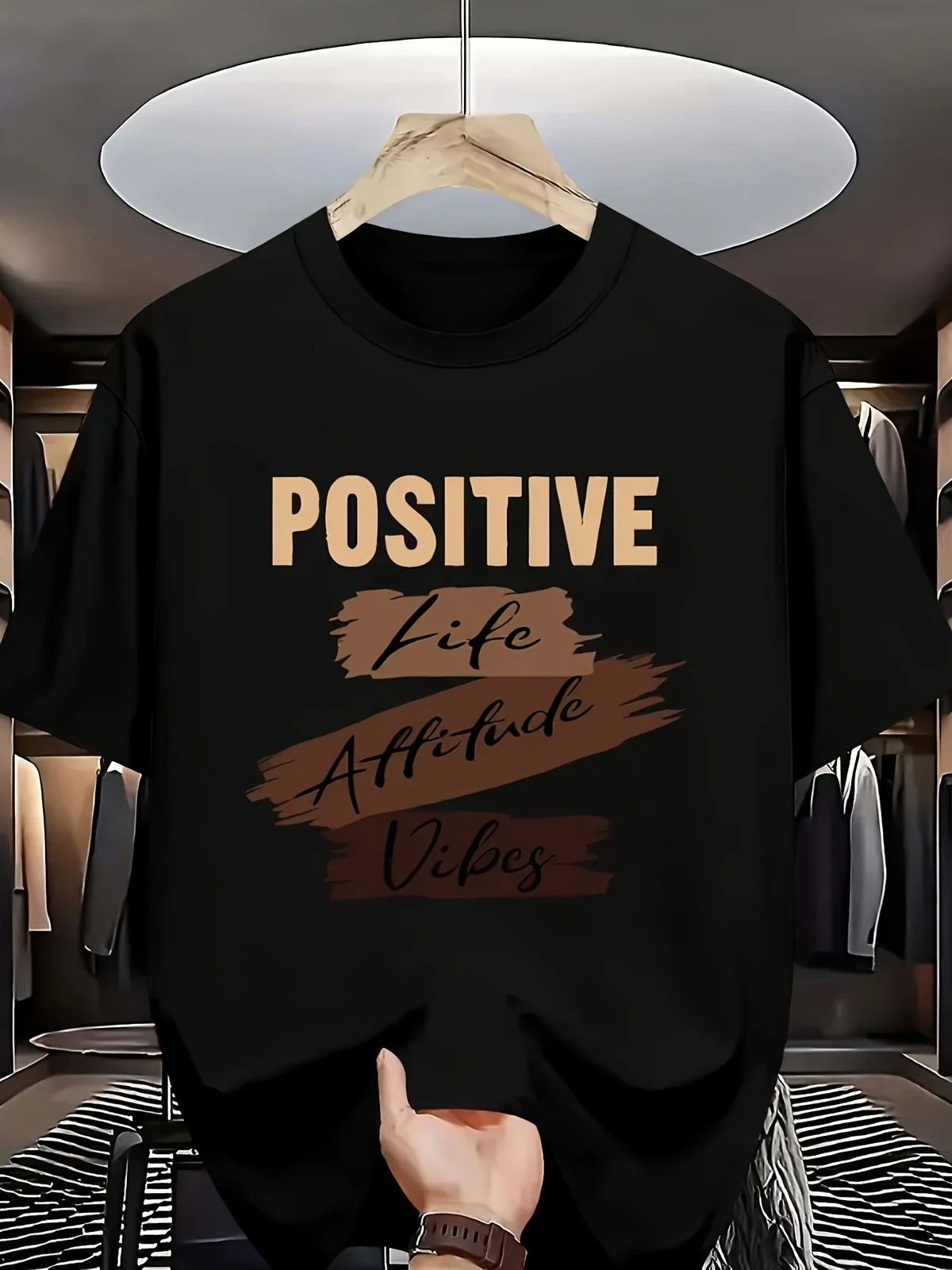 Men's Motivational Workout T-Shirt - Positive Life Attitude Vibes Graphic Tee -