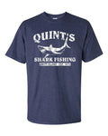 QUINT'S SHARK FISHING Jaws RETRO Amity Heather Navy Men's Tee Shirt 1206