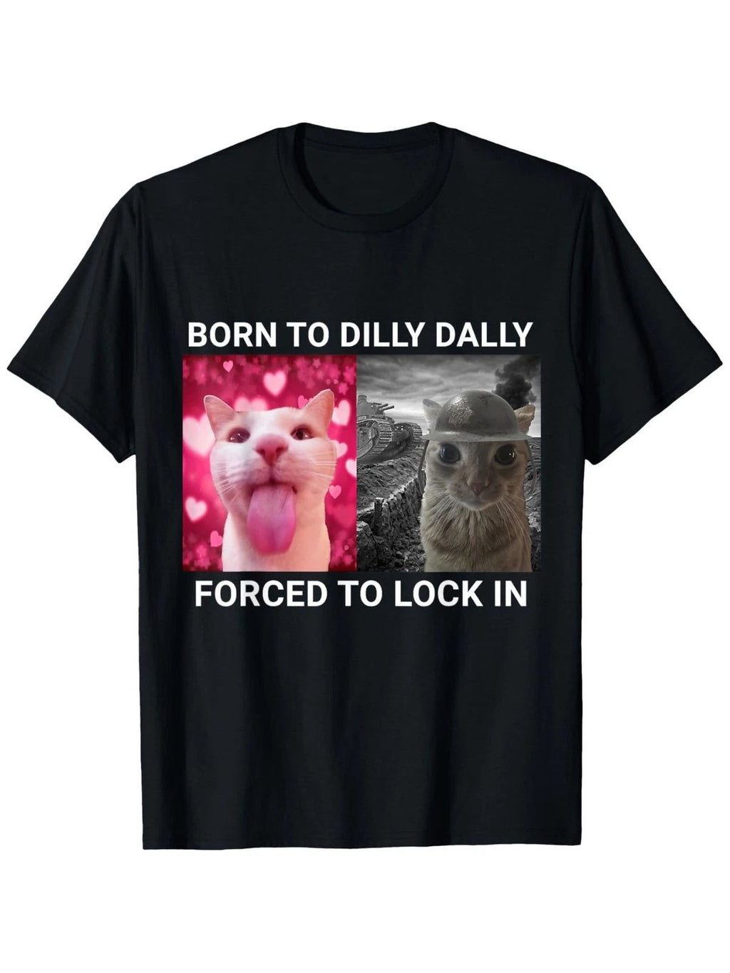 Born to Procrastinate, Forced to Wear Cat Meme T-Shirt, Unisex All-Season Casual