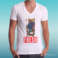 T-shirt White V Neck " Willy Prince of Bel Air Fresh " Gift Idea