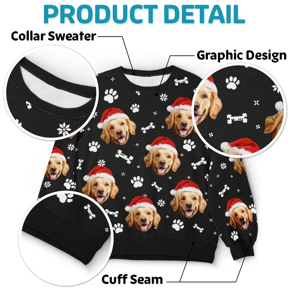 Custom Photo Celebrate Christmas With Furry Friends - Dog & Cat Personalized Custom Ugly Sweatshirt - Unisex Wool Jumper - Christmas Gift For Dog Lovers