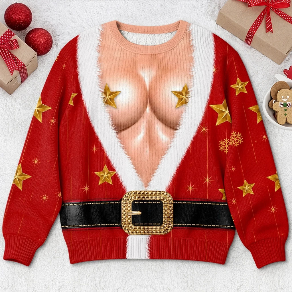 Custom Funny Ugly Sweatshirt - Personalized Christmas Birthday Gifts For Women - Starry Naughty Christmas
