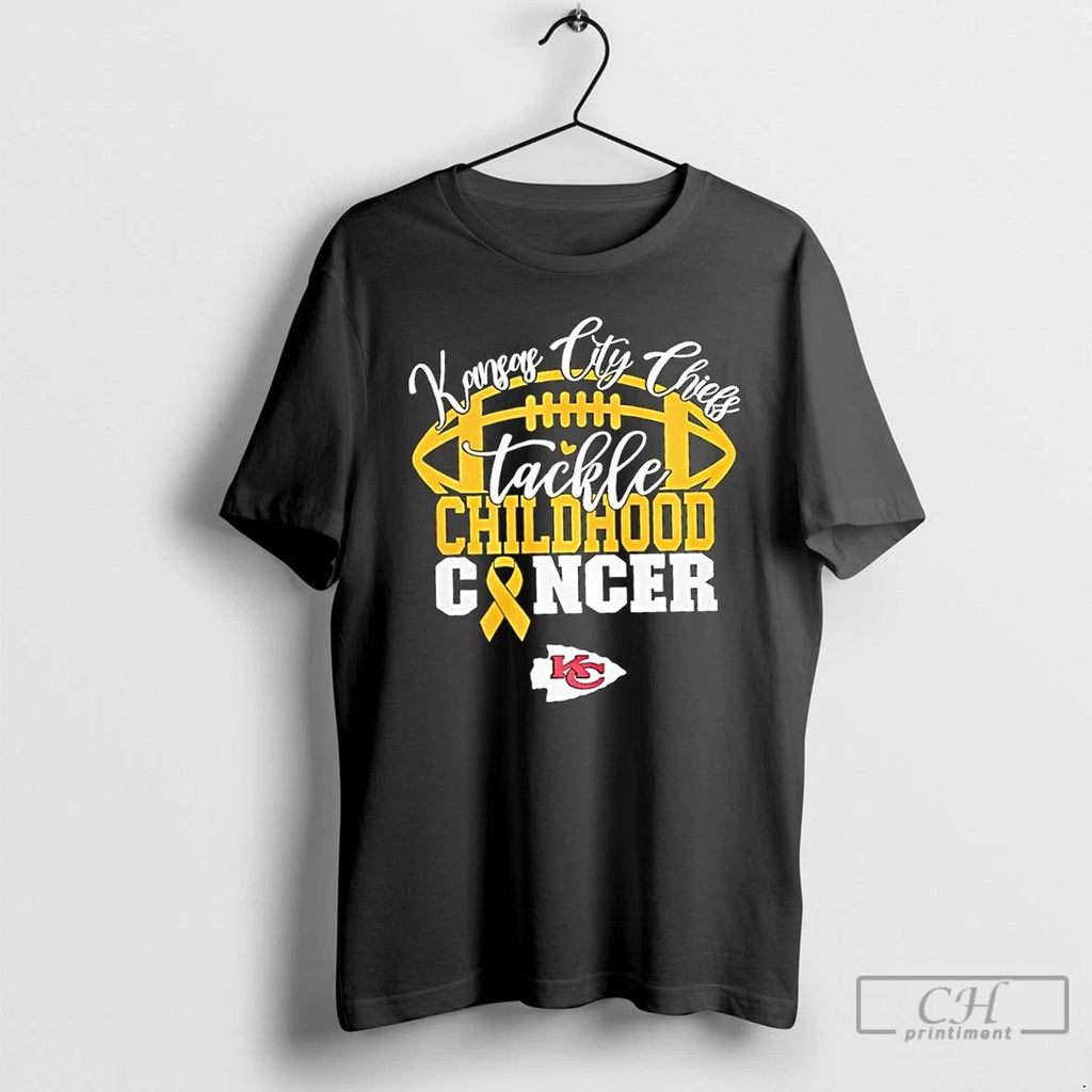 Classic Kansas City Chiefs Tackle Childhood Cancer Logo T Shirts