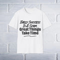 Motivational Quote Tee, Inspirational Graphic Shirt, Success Takes Time Top,