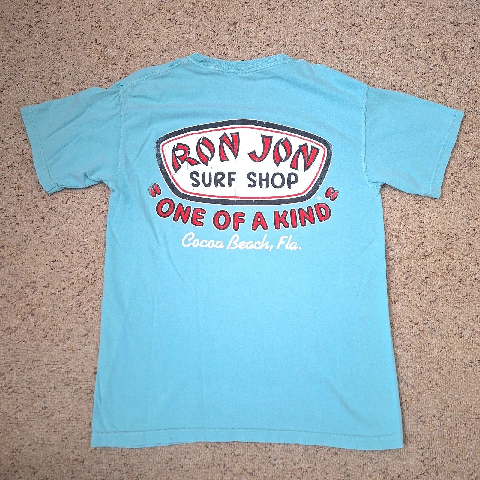 Ron Jon Surf Shop Mens T-Shirt Med Teal Graphic Print One of a Kind Cocoa Beach