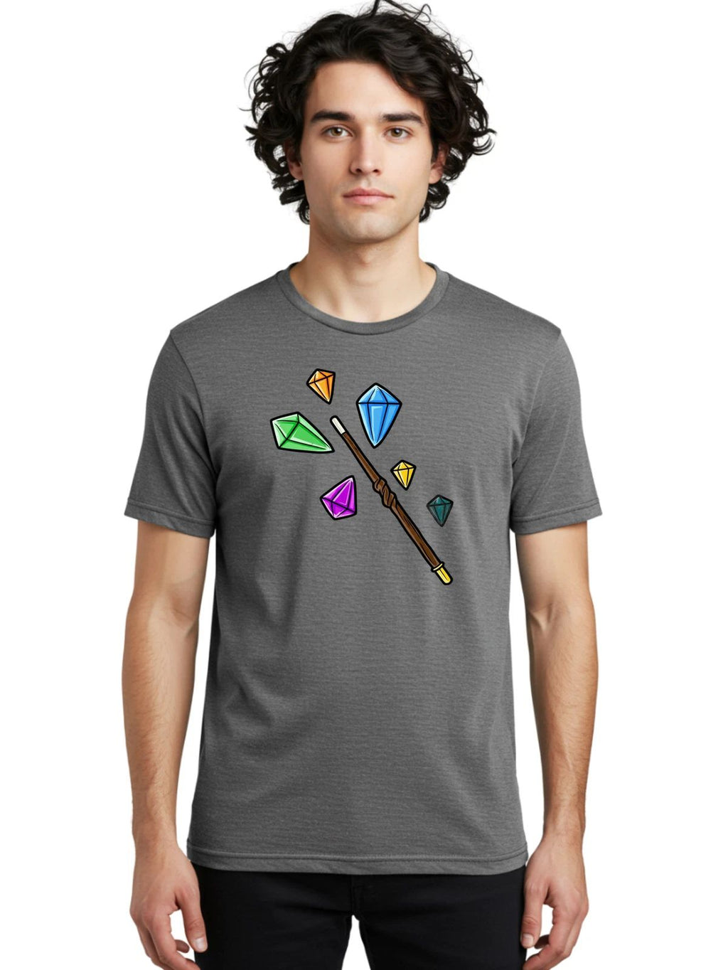 Magic-Wand-Jewels Mens Graphic Tee, 100% Cotton, Casual Summer Wear