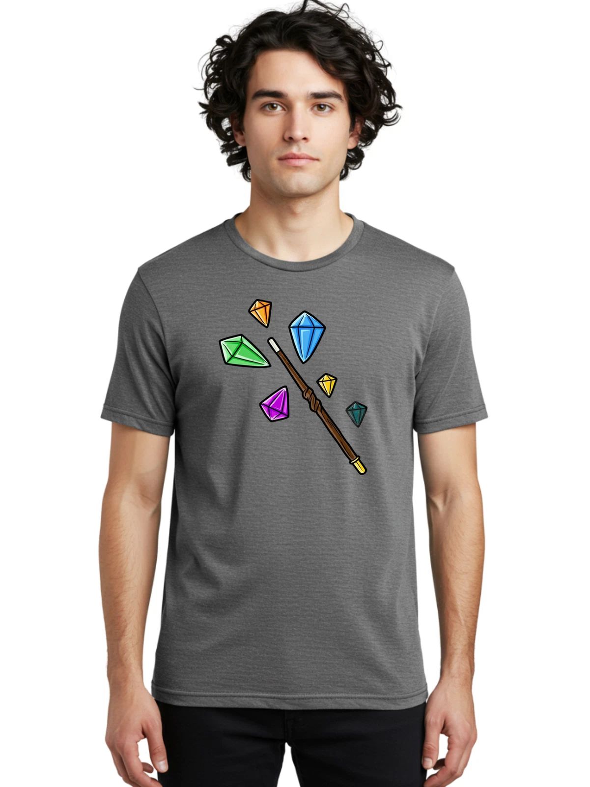 Magic-Wand-Jewels Mens Graphic Tee, 100% Cotton, Casual Summer Wear