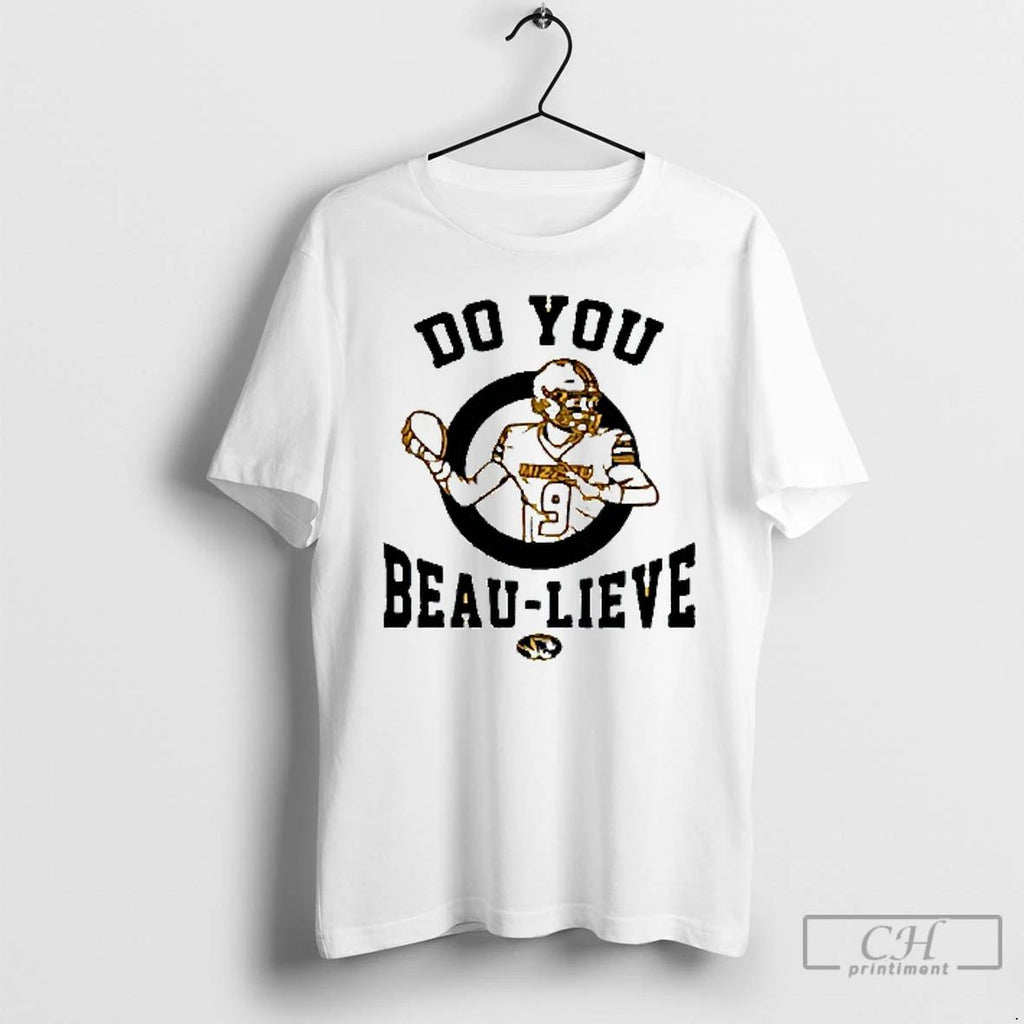 Classic Do You Beau Lieve Mizzou Tigers Mens White Tee T Shirts
