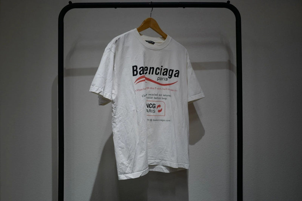 Balenciaga Printed Cotton-Jersey T-Shirt White/Red- Unisex - Size S - 054
