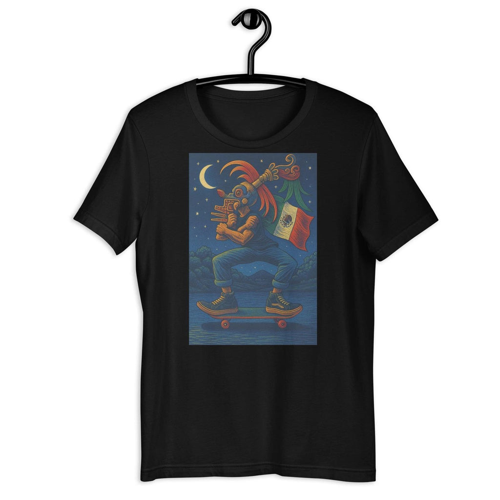 Aztec Skater T-Shirt Mexican Flag Street Art Warrior Skate Design