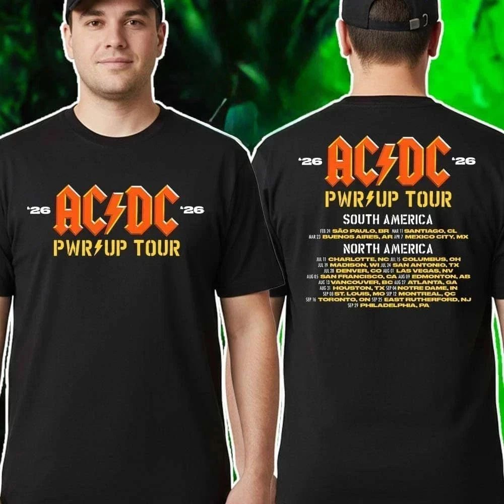 ACDC Tour Date Shirt Vintage Rock Band Tee Unisex All Sizes Fast Delivery