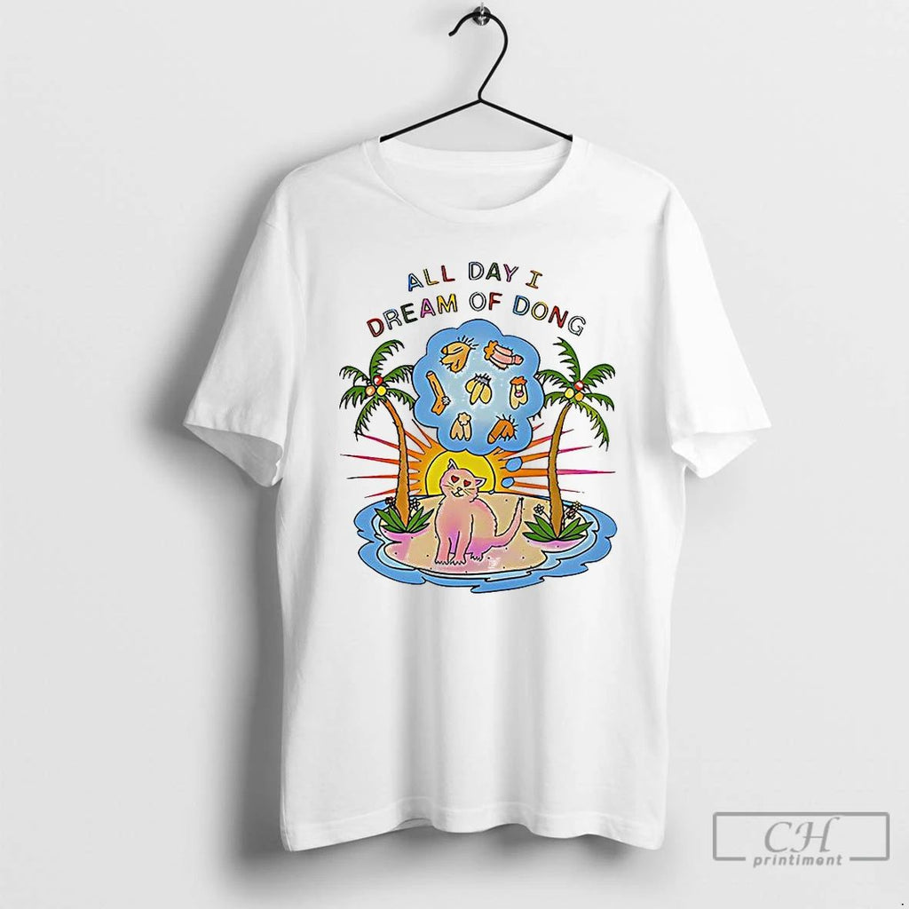Premium Cat On Desert Island All Day I Dream Of Dong T Shirts