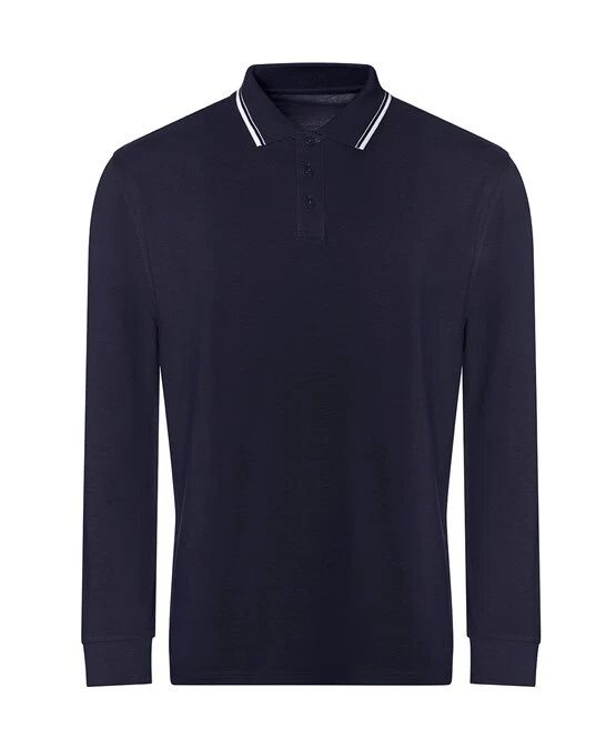 Personalised Custom Just Polos Awdis Long Sleeve Tipped 100 Polo Casual JP103