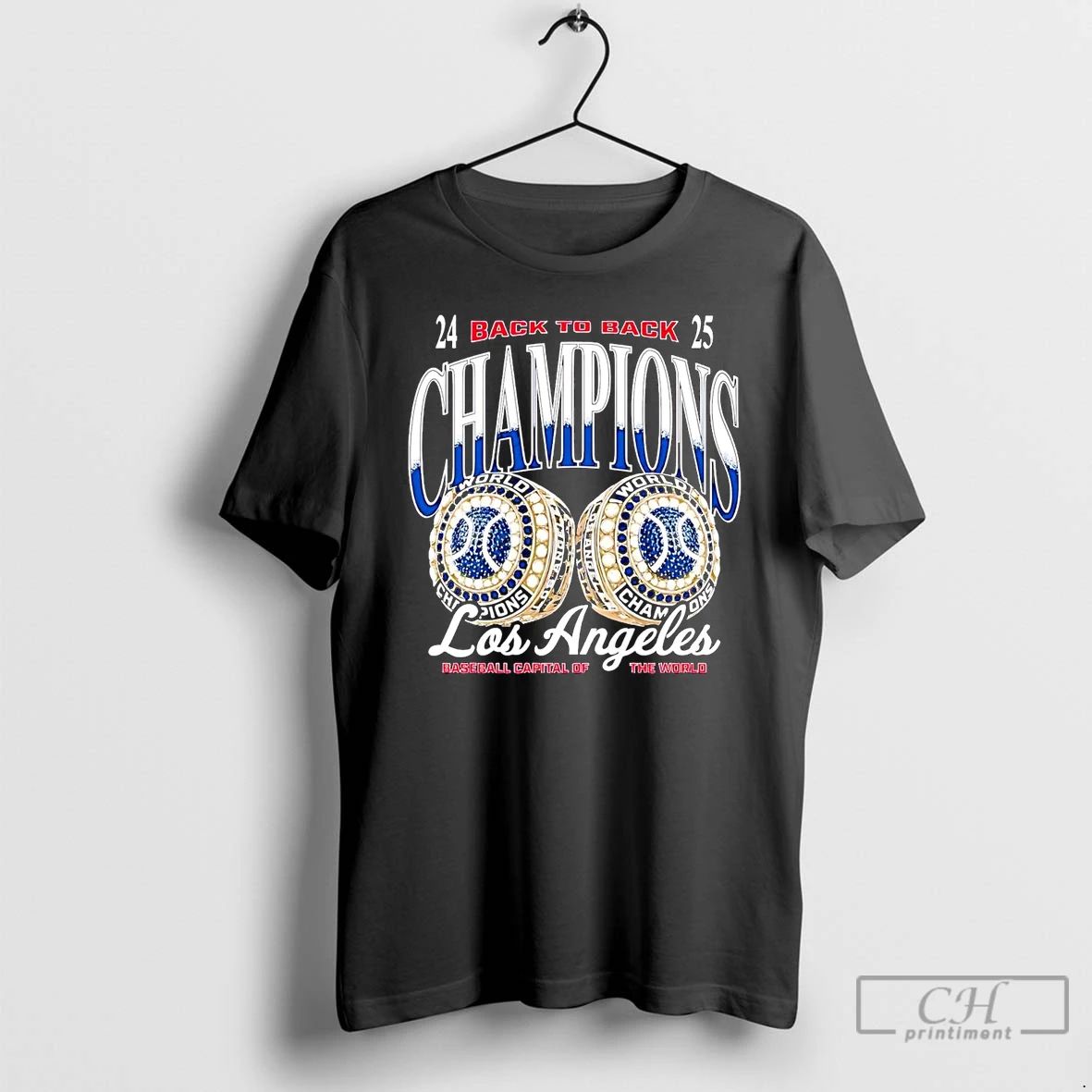 Classic La Dodgers 2025 Back To Back Rings Champions T Shirts