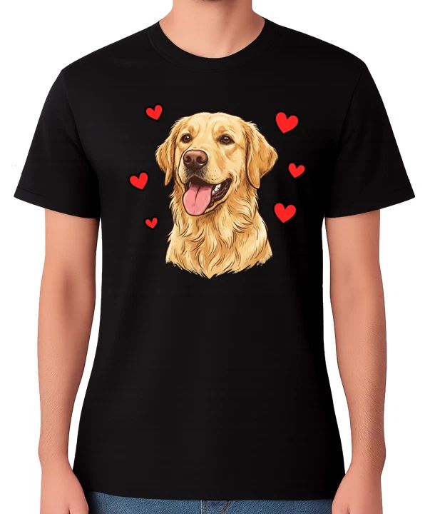 Golden Retriever Love Hearts Graphic Unisex T-Shirt Cute Dog Lover Tee
