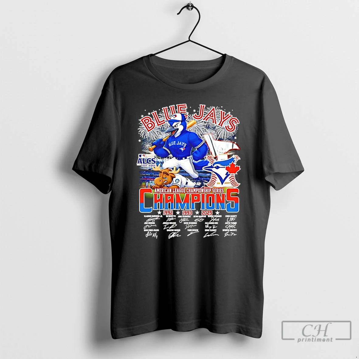 Classic Blue Jays Baseball Alcs Champions 3x Signatures Mascot T Shirts