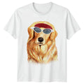 Golden Retriever Dog with Sunglasses Mens T-Shirt Funny Dog Tee