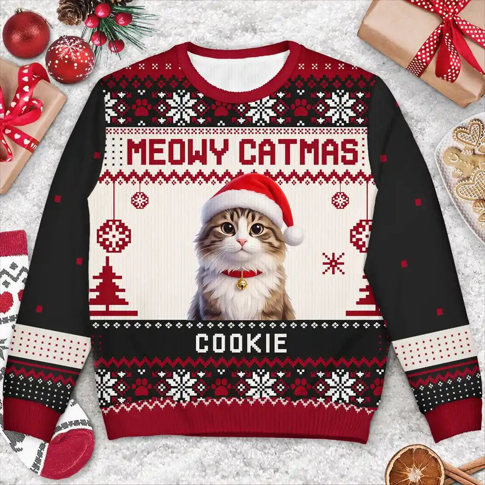 Christmas Gift For Pet Lovers - Personalized Custom Photo Cartoon Pet Portrait Unisex Ugly Sweater