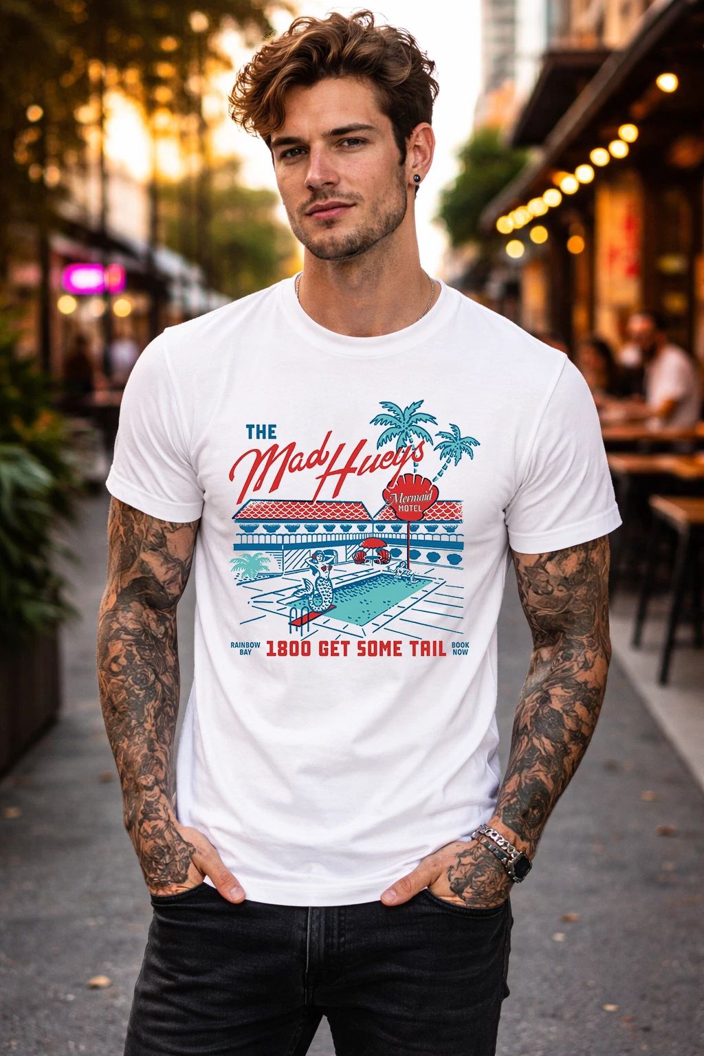 Vintage Surf Graphic T-Shirt “The Mad Hueys” Retro Beach Design S-3XL