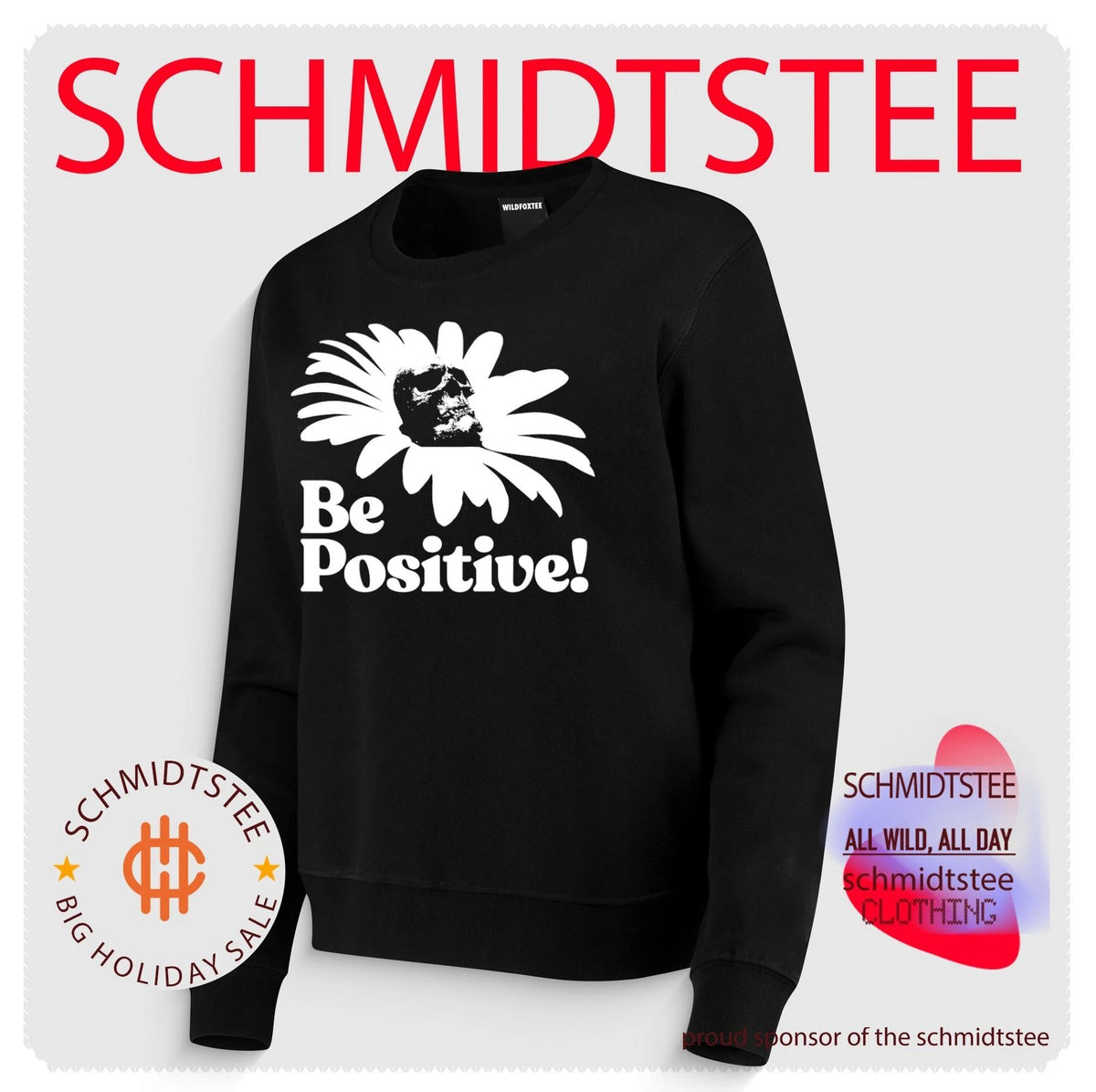 Be Positive Skull Daisy Flower goth shirt