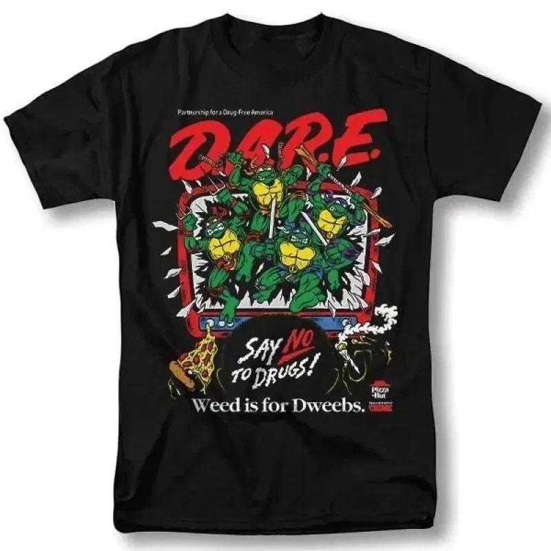 TMNT Ninja Turtles DARE Say No To Drugs Weed Is For Dweebs Graphic T-Shirt