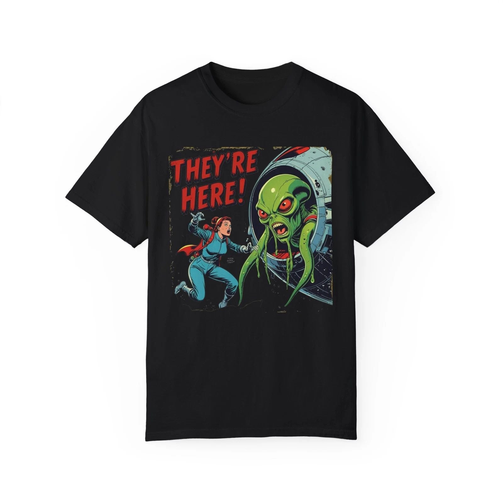 Retro Sci-Fi Graphic T-Shirt, Unisex Tees, Alien Humor Shirts, Gifts for Nerds,